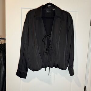 Vici Black Tie-Front Blouse